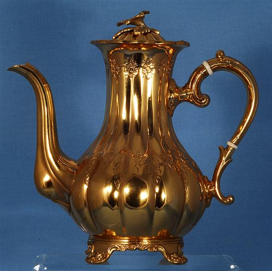 A silver gilt four piece tea and coffee set,